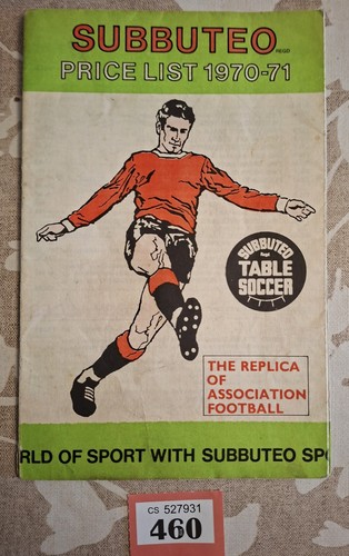 Subbuteo price list - list, 1970-71