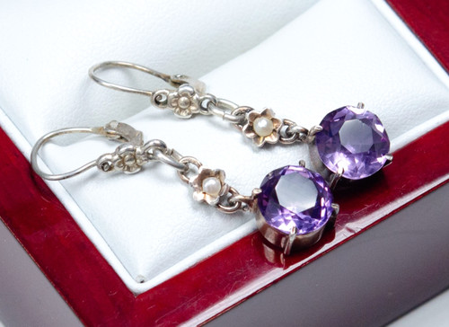 Antique silver drop - silver, earrings