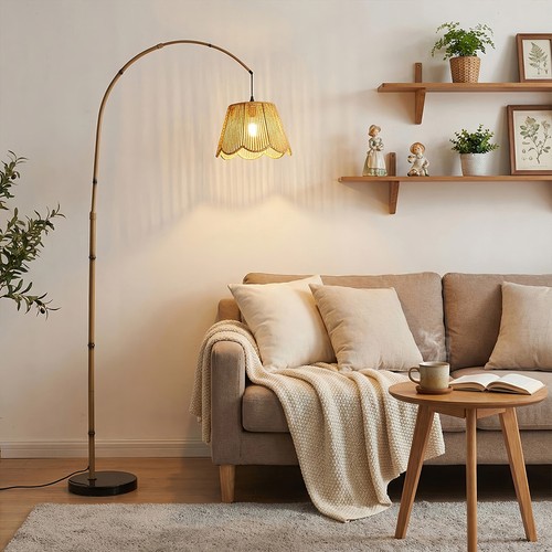 Natural rattan floor - floor, lamp