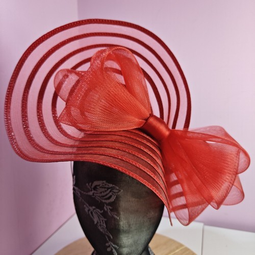 Red large fascinator millinery - large,