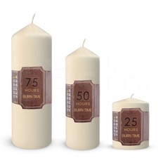 Round Pillar Candles Ivory Wedding Décor Event Church Long Burn Time Wax Candles
