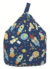 Bean Lazy ® 100% Cotton Child Size Navy Space Explorer Bean Bag with Filling