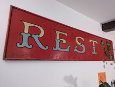 Large Original Fairground Shooting Gallery 'Rest' Sign/Art. Vintage/Salvage