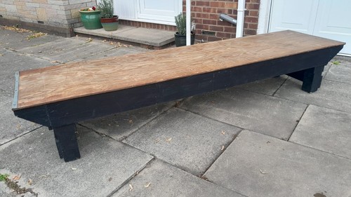Low wide wooden bench - low,