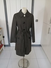 Phase Eight Black & Cream Coat Women, Size 10, Mac Style, lined, belted, buttons