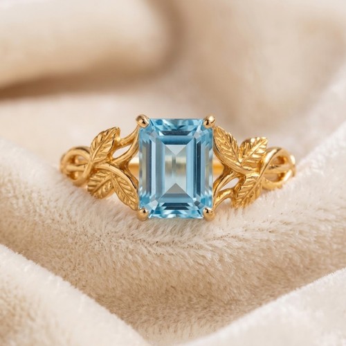 Emerald cut aquamarine leaf - cut,