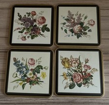 Vintage Pimpernel Coasters x 4 Wild Flowers Cork Backed 