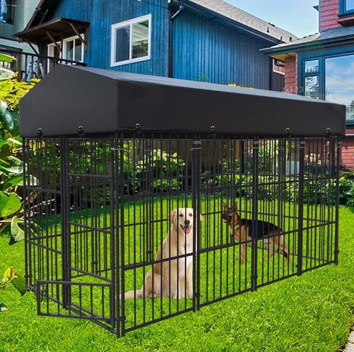 Xxl metal dog kennel - metal, outdoor