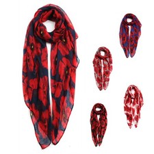 All Season Boutique Big Red Poppy Print Scarf Woman Lady Girl Poppy Scarf UK