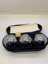 Vintage Boules Balls Chrome x 3 in Case Silver Garden Set Traditional
