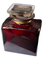 ANTIQUE HEAVY GILDED GLASS SCENT / PERFUME BOTTLE, 12 CMS TALL