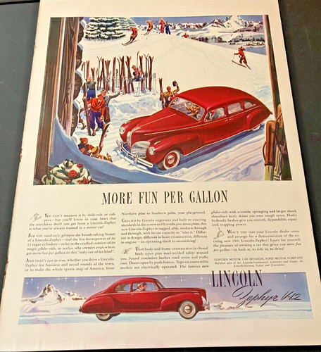 Red 1941 lincoln zephyr - red, v-12
