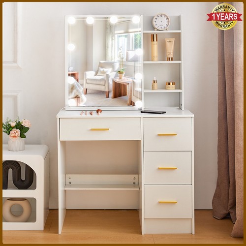 White modern dressing table - white,