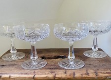 Set of 4 Vintage English Cut Crystal Champagne or Cocktail Coupe Glasses