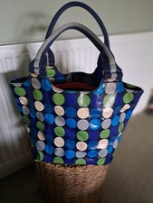 Boden Handbag waterproof coated cotton navy green blue cream grey 