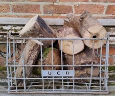 VINTAGE METAL MILK CRATE - LOG BASKET - VEG STORAGE - INDUSTRIAL - PLANT STAND