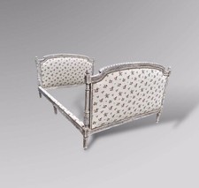 Vintage French Upholstered Double Bed Frame