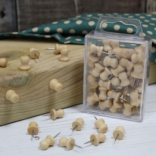 Wooden push pins round top - wooden,