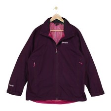 Berghaus Goretex Waterproof Jacket Womens Size 18 Purple Full Zip Hiking Outdoor