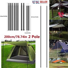 2x200cm Tent Poles Universal Telescopic Adjustable Steel Awning Canopy Tarp Pole