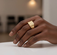 Mens Medium Nugget Square Ring