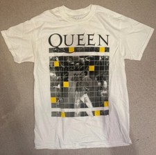 Queen T Shirt Freddie Mercury Classic Rock Band Merch Tee Size Medium White