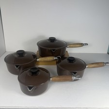 Le Creuset - 4 x Saucepan & Lids Set - Graduated - Dark Brown Enamel Cast Iron