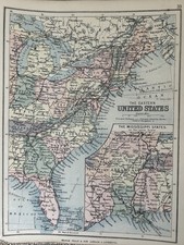 Antique Map Eastern USA & Mississippi c1901 | Vintage Atlas American States