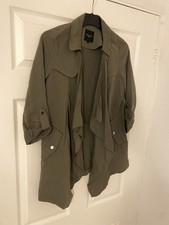 New look size 4 waterfall parka Trench khaki green jacket coat