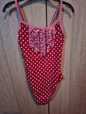 Girls Mitty James Swimsuit Swimming Costume Age 5-6 Red and White 