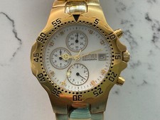 GENUINE MEN'S ZEITNER AQUAGRAPH CHRONOGRAPH GOLD PLATED BRACELET QUARTZ WATCH