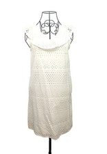 Oliver Bonas A Line Dress Womens UK6 White Embroidery Anglais Ruffle Collar