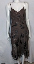 Ariella London Fit & Flare Silk Satin Dark Grey Midi Womens Dress Size 10 UK