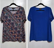 Antthony Designs 2 Pack Short Sleeve Jersey Tunic Tops Sapphire Multi New Size M