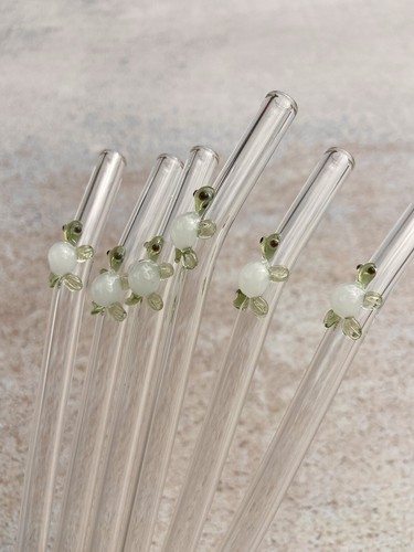 Glass turtle straw - glass,