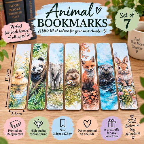 Cute animal bookmarks set - bookmarks,