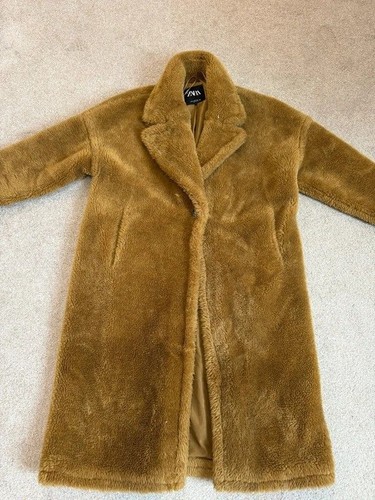 Uk10 brown long zara - faux, fur