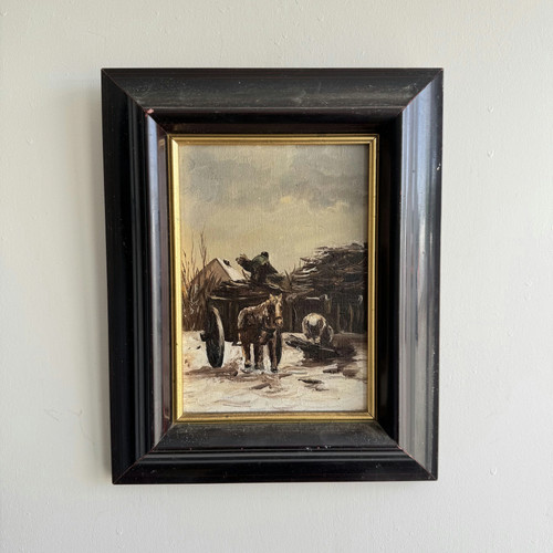 Rustic farm oil painting - rustic,