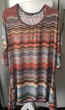 Ladies 12/14 Large Striped Dress 3/4 Sleeves Kurt Muller