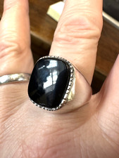 Sterling Silver Black Onyx Signet Ring for Men Gents Vintage 1976 Sz U