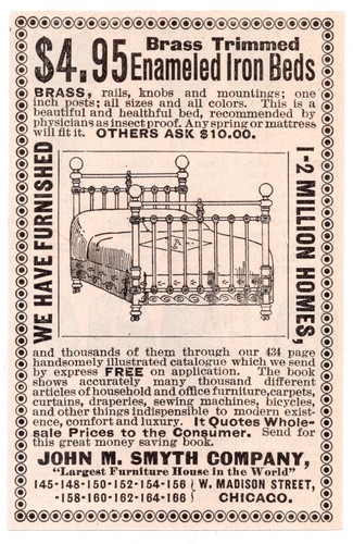C1880s enamel iron bed - c1880s,