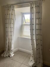 White Green Squares Tassel In Each Corner Very Clean Fresh Curtains 103"x 80"