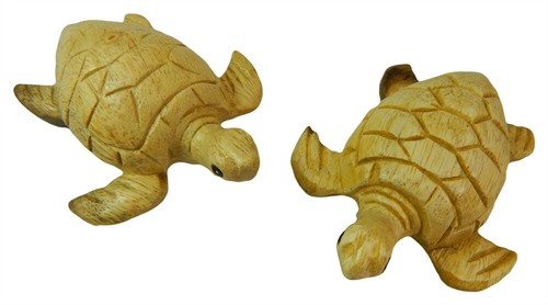Wooden turtle carving - carving, pair