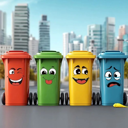Bin stickers 4pcs funny - 4pcs, faces