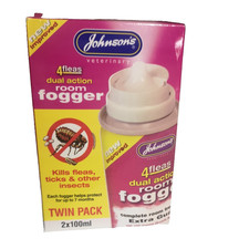 Johnsons 4 Fleas Fogger Twin Pack- Flea Killer Bomb Household Room Kills Moths