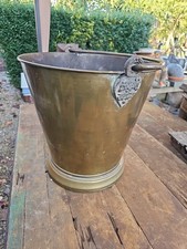 Antique Brass Indian Bucket With Script To Sides 