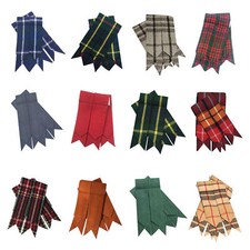  Men’s Kilt Hose Sock Flashes Various Scottish Tartans Garter Pointed Highland