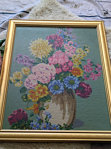Framed finished cross stitch - framed,