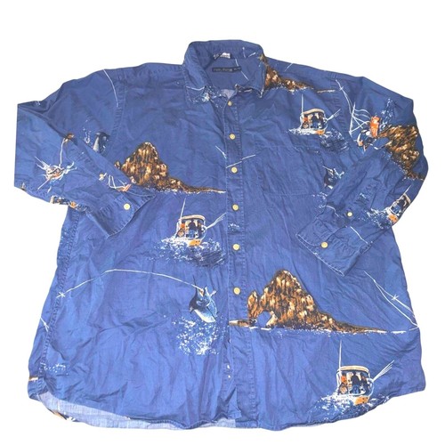 Vtg nautica fishing shirt mens - vtg,