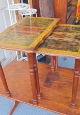 Vintage wooden nest of two side tables